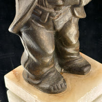 Thumbnail for Drunkard Bronze Figurine on Marble Base Man Drinking Bottle 5” Bar Art Vintage5