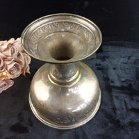 Thumbnail for Vintage Brass Pedestal vase Bowl gold Floral Embossed 10