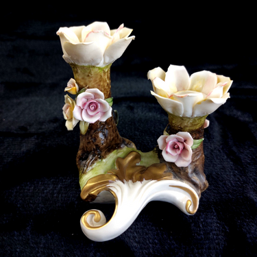 Beautiful Capodimonte decor gift Double Candle Holder 4.5in Porcelain see pics0