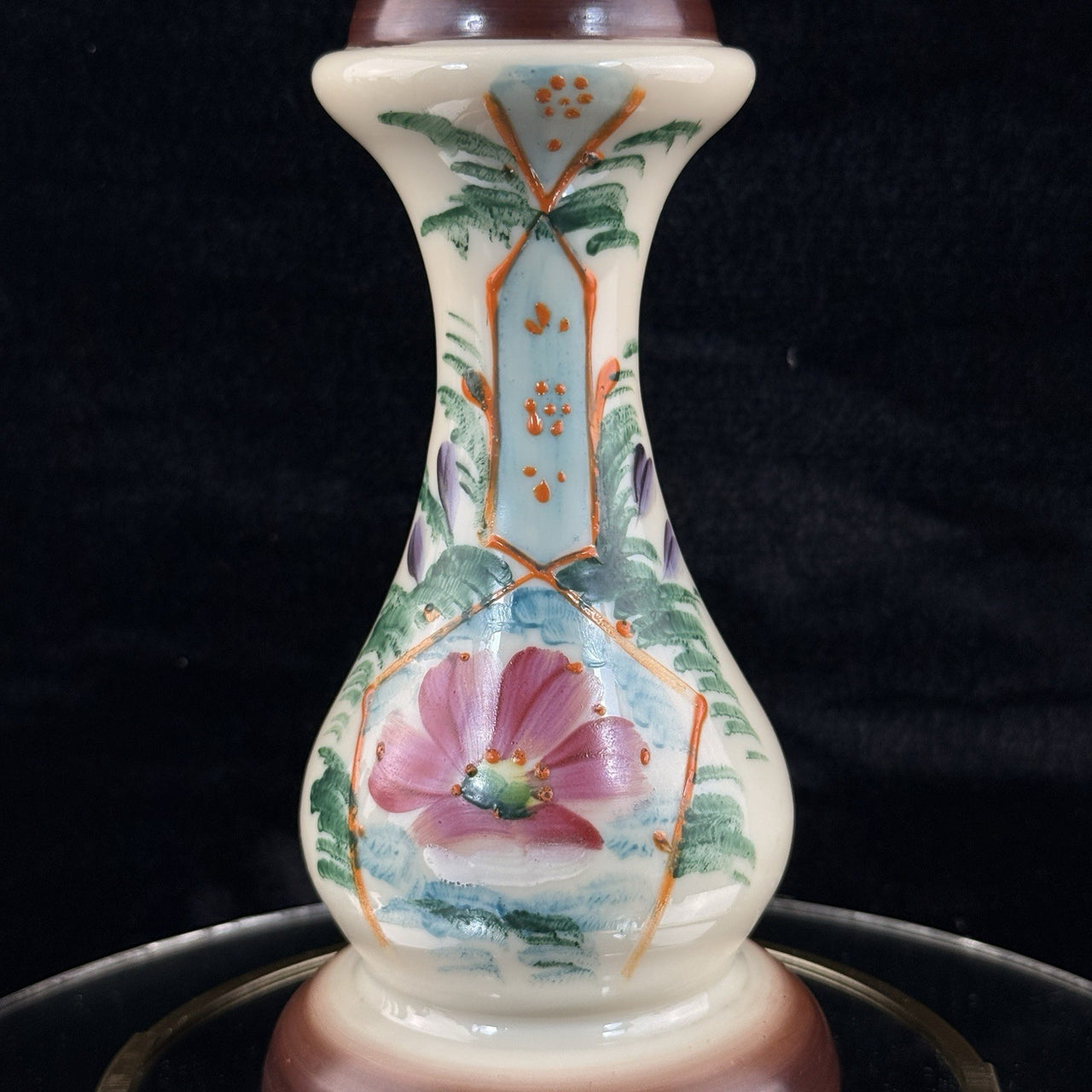 Milk Bohemian Glass Antique Vase 12” Floral Victorian Urn Form decor see pics4