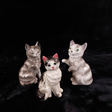 Vintage Porcelain Cat Figurines – Set of 3 Marked 