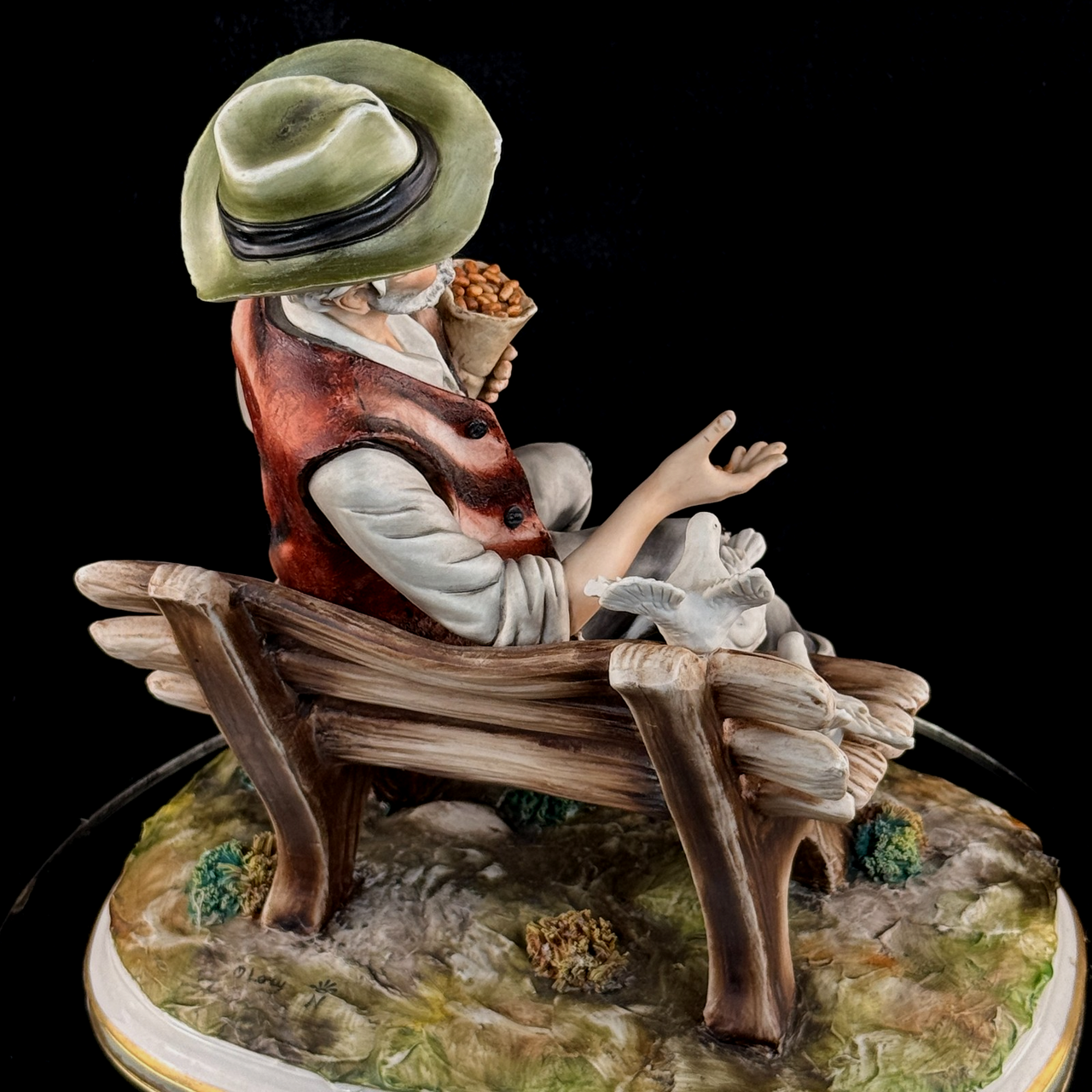 Capodimonte M. Lory Figurine Man With Doves – Signed – 13" Hand Painted bird see6
