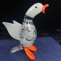 Thumbnail for Handmade Glass Figurine Duck Orange Feet Clear Wings Bird Ornament Good Boxed 3