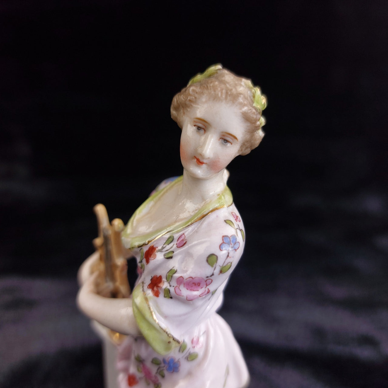 CHRISTIAN NONNE VOLKSTEDT Figurine Woman With Lyre Victorian Antique Porcelain6