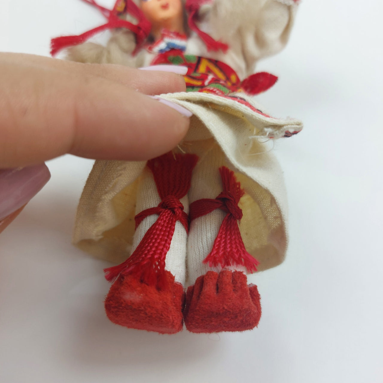 Vintage European Eastern Folk Doll in Traditional Dress with Embroidered Details7