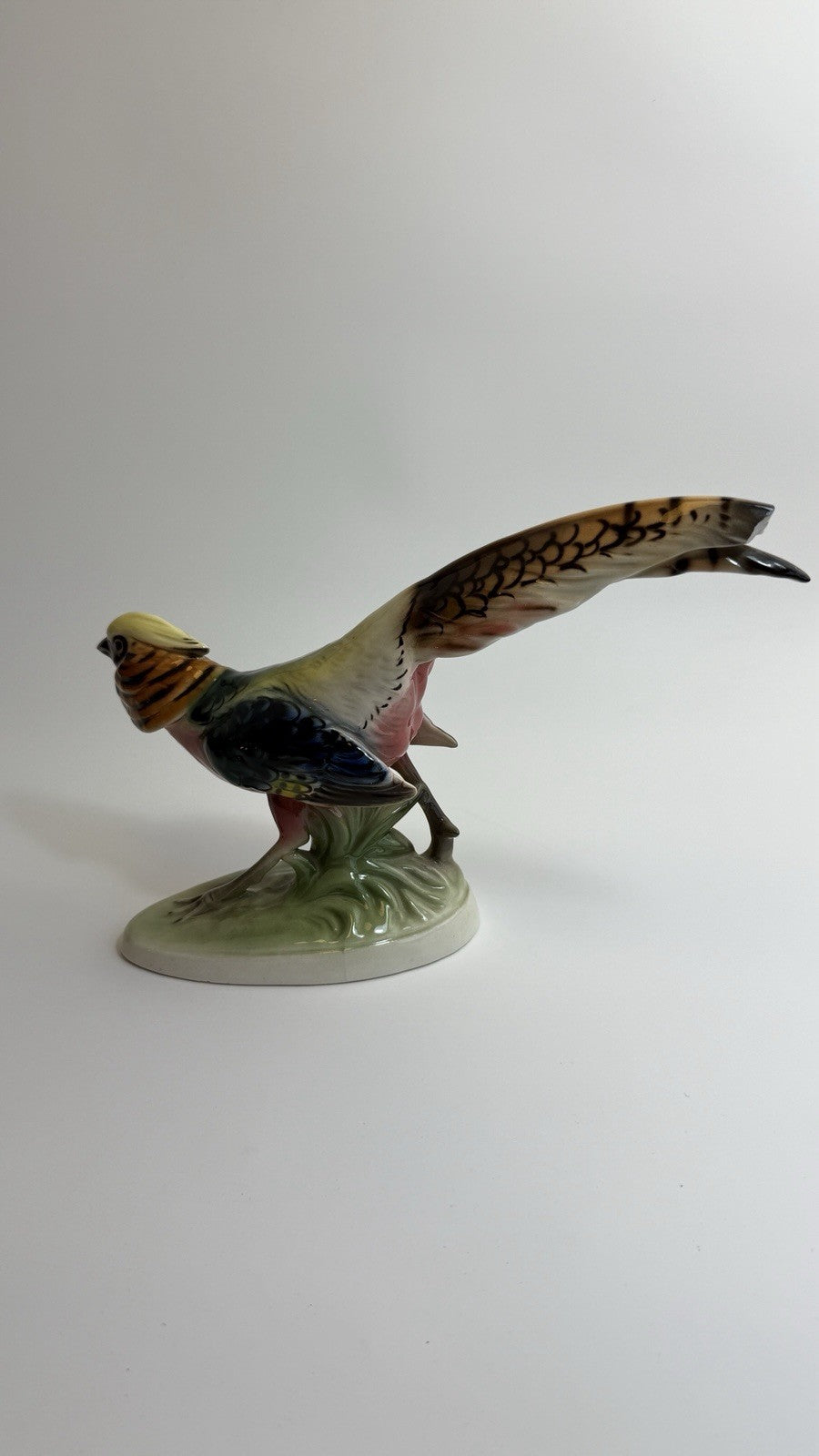 Rare Art Deco Keramos Wien Porcelain Golden Pheasant Figurine - Made in Austria13