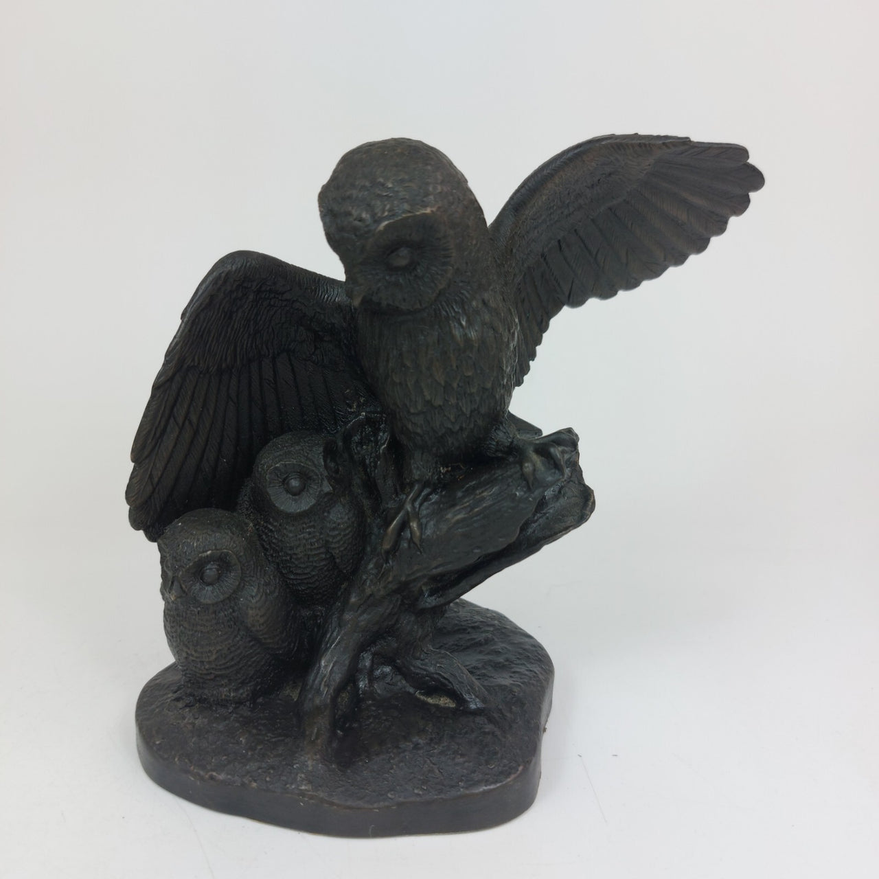 Heredities "Owl and Owlets" Cast Bronze  Resin  by C. Williams Sculpture.  5.25"15
