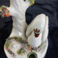 Thumbnail for Antique staffordshire Swan Victorian Spill Vase Porcelain 4.5
