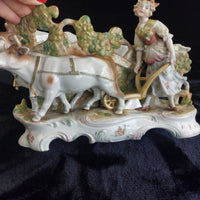 Thumbnail for German Antique Porcelain Girl Oxen Cart Planter – Hand Painted 7