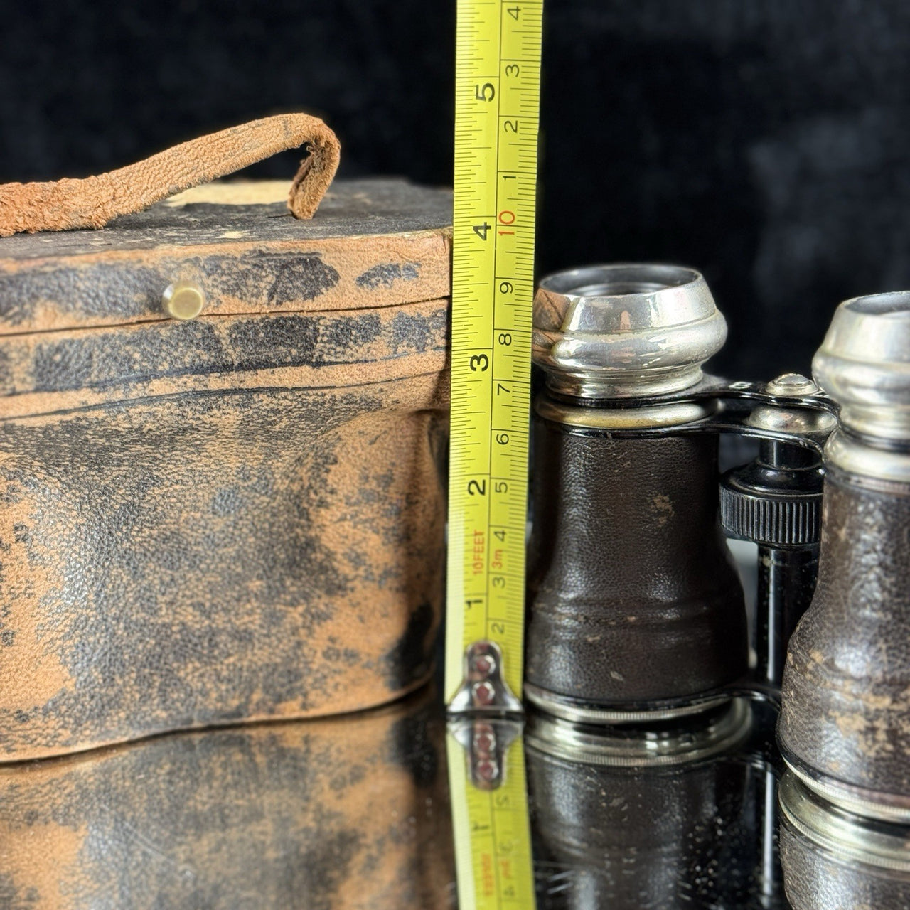 Antique Opera Binoculars Glasses Leather Case Early 1900s home Collectable11