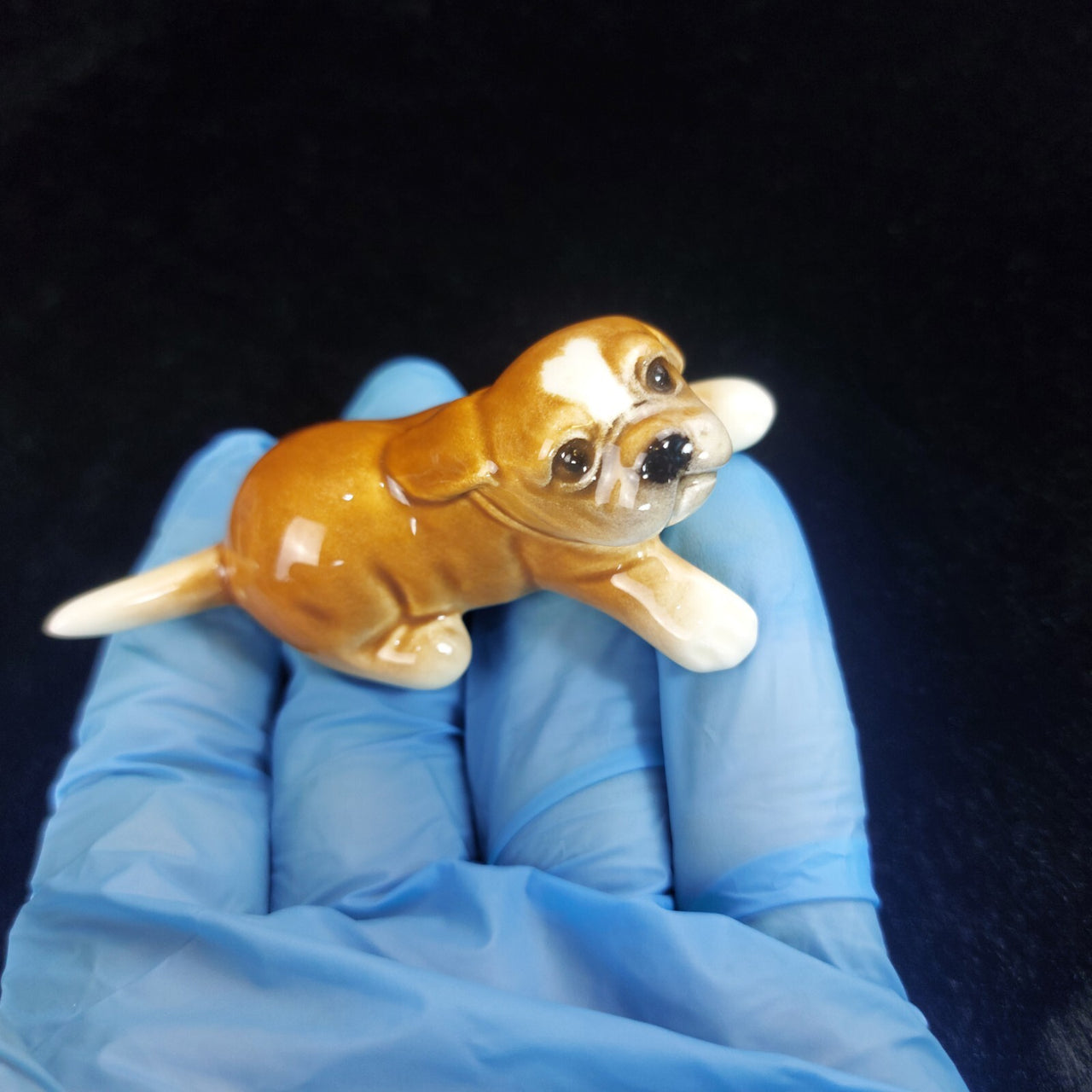 Goebel West Germany Puppy Brown Figurine Hand Painted Vintage Dog Collectible 3"7