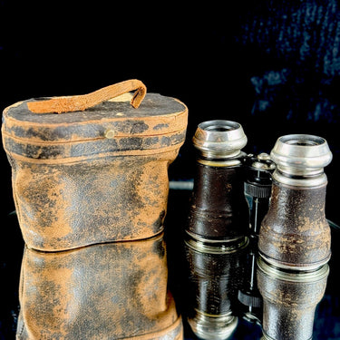 Antique Opera Glasses Binoculars Leather Case Early 1900s home Collectable0