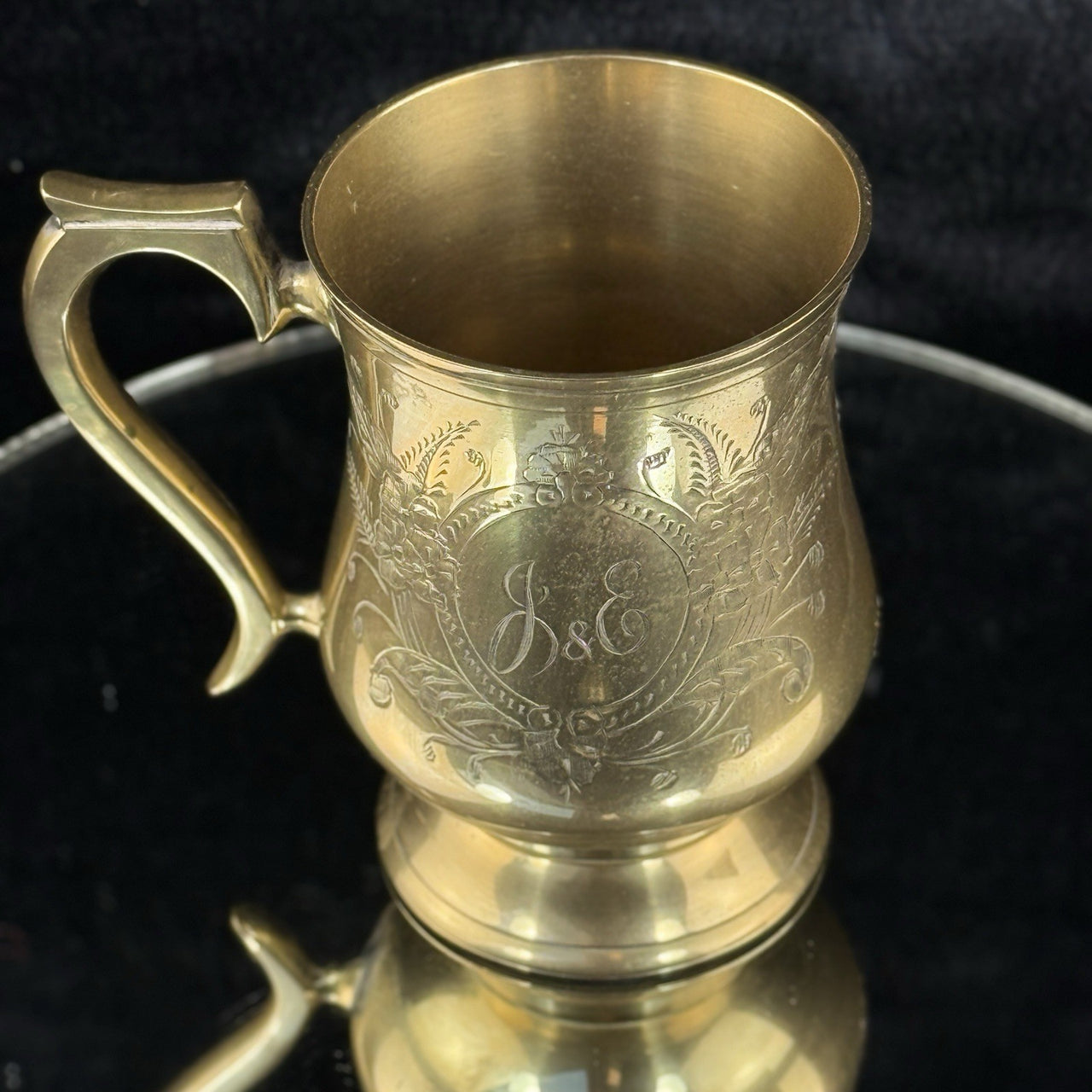 Evans Brass Commemorative Mug 1950–1975 – 5” Engraved Floral Cup Trophy J&E9