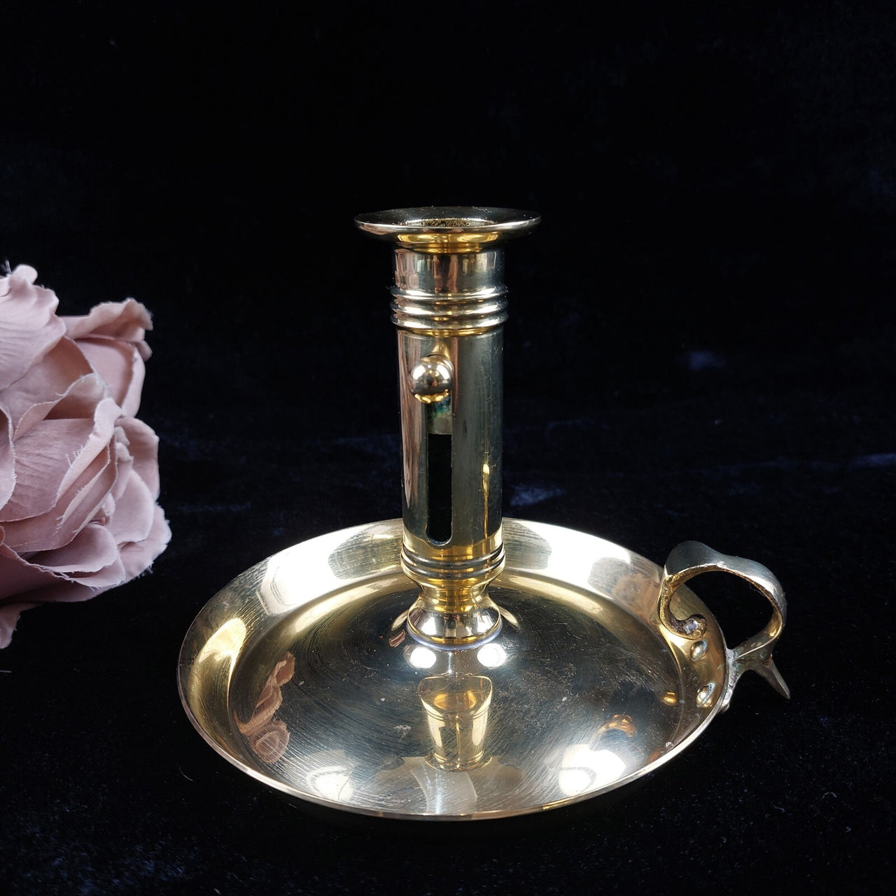 Brass Chamberstick Candle Holder Adjustable Push-Up Tone Gold Design Collectable6