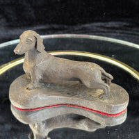 Thumbnail for Dachshund Dog Figurine gift Bronze Look Sculpture Felt Base 1989 Signed WL Small7