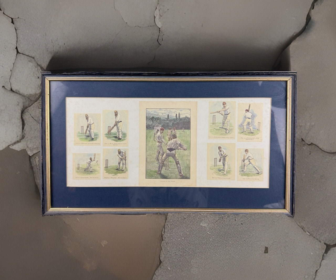 Lucien Caught Davis at Wicket Cricket Framed Print W.G. Grace Technique Scenes.1