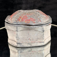 Thumbnail for Antique 19th Century Stone Trinket Box Red Floral Relief Lid 5
