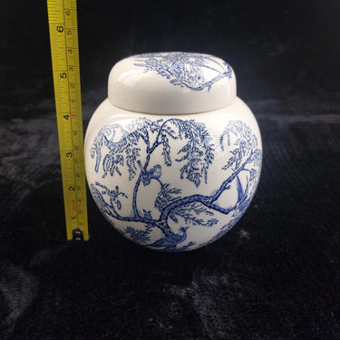 Mason’s Koro Ginger Jar Good 5.5 in Blue White Birds England Ringtons Porcelain1