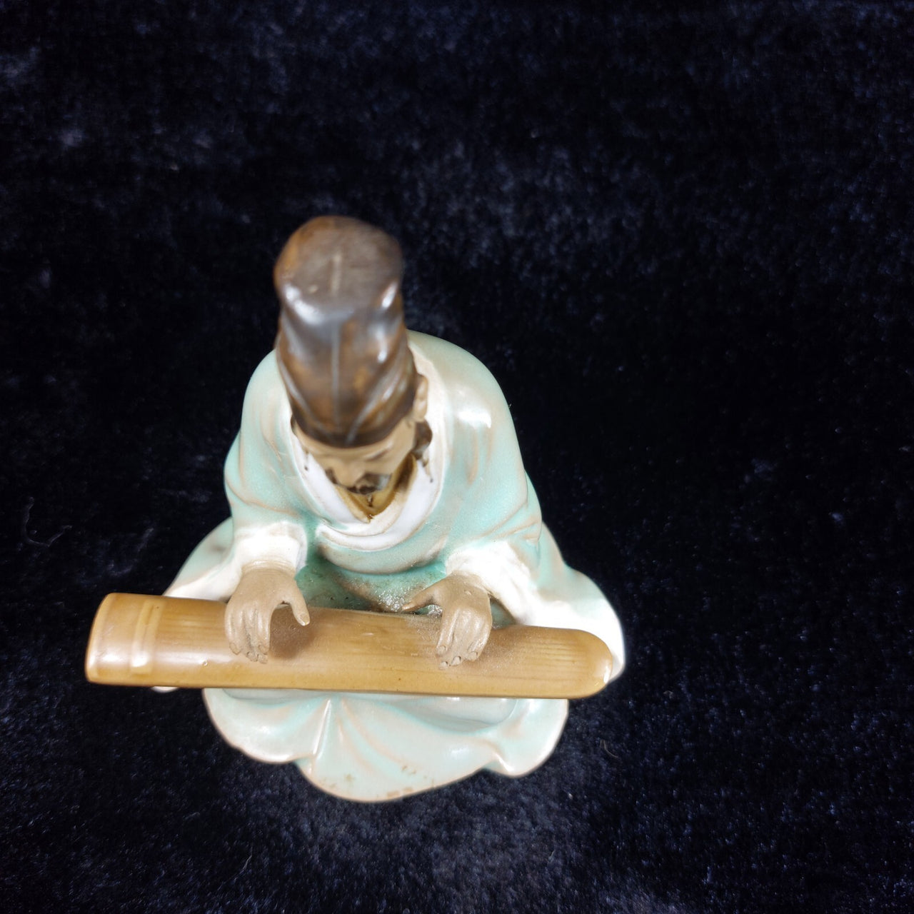 Chinese Clay Scholar Playing Guzheng Decoration   Figurine  - Feng Shui decor5