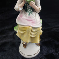 Thumbnail for Capodimonte Porcelain Figurine Seated Girl Flowers Pink Yellow Gold 7.5in decor5