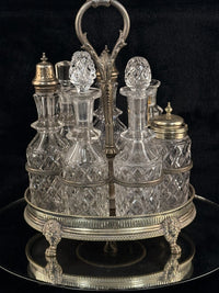 Thumbnail for Antique SilverPlated & Cut Glass Cruet Set SixBottle Castor with Stand Victoria13