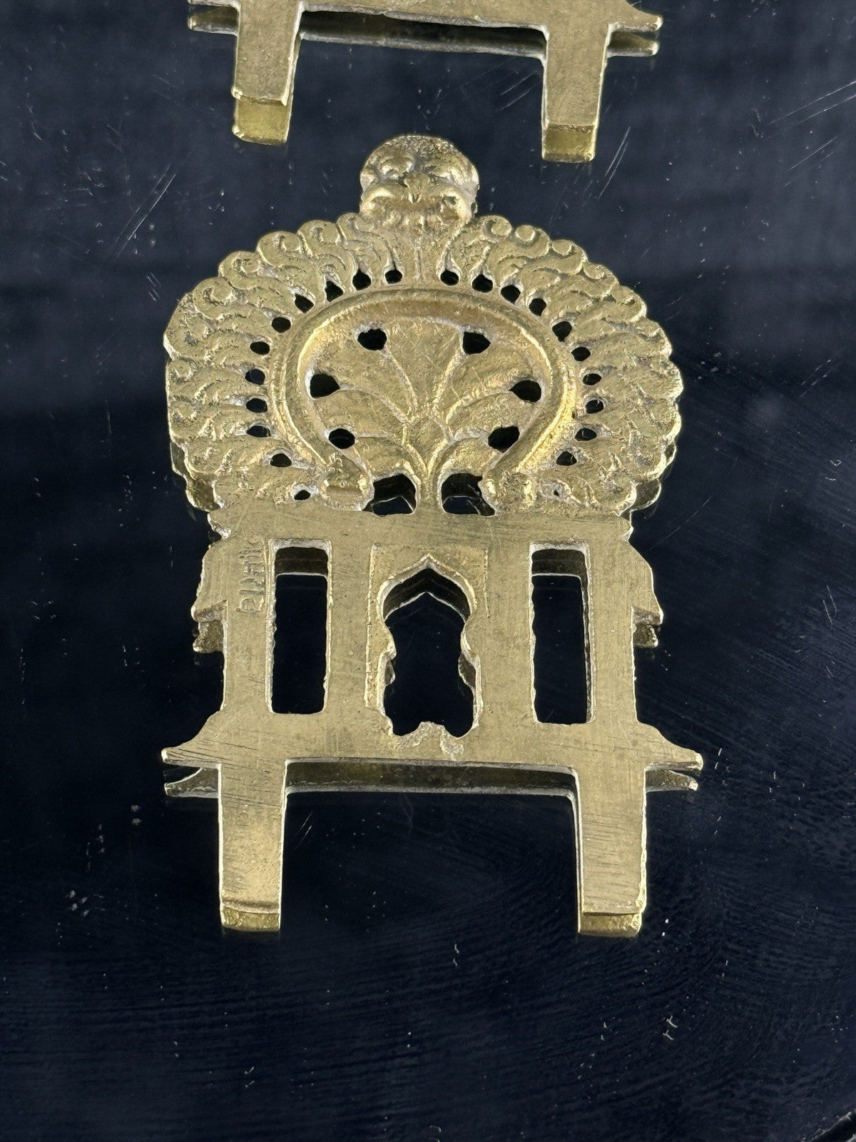 BIRH Brass Miniature Indian Throne Backrests Set of 3 Hindu Temple Art Vintage8
