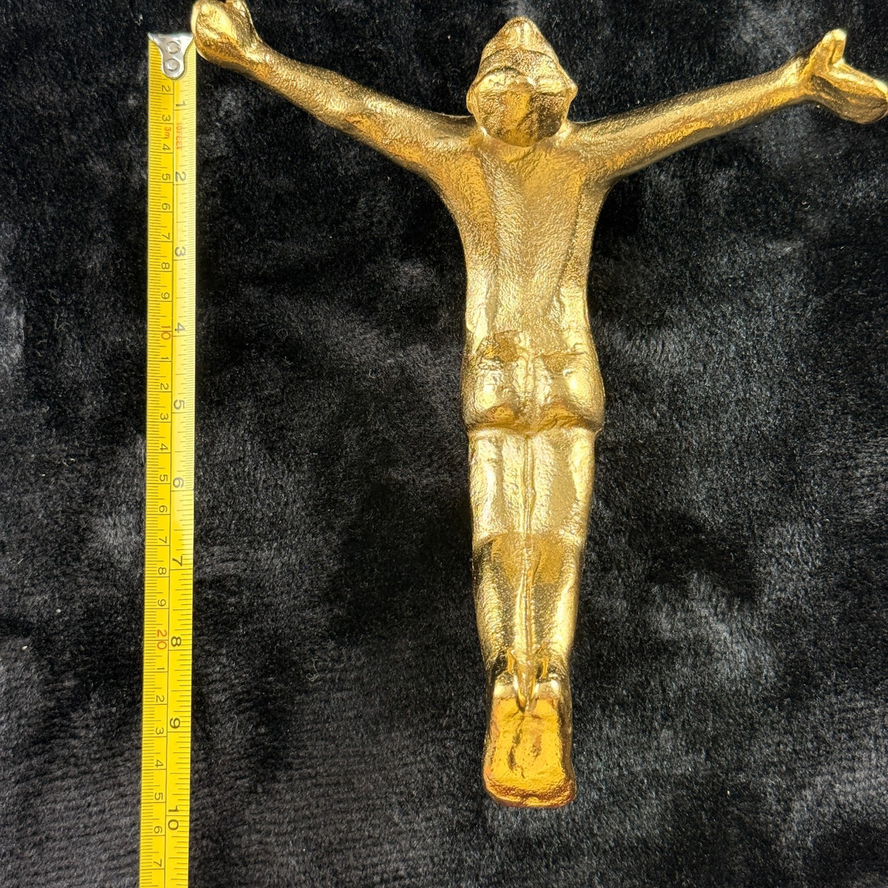 Gold Brass Wall Hanger Man Figure Sculpture Heavy 719g Keyhole Mount 8” Brutalis1