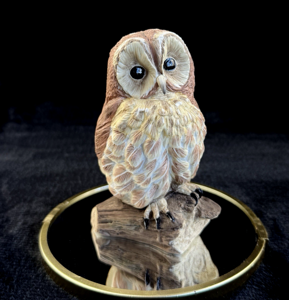 Wedgwood Art Mottled Glass Owl Paperweight bookshelf Figurine 1970s decor0