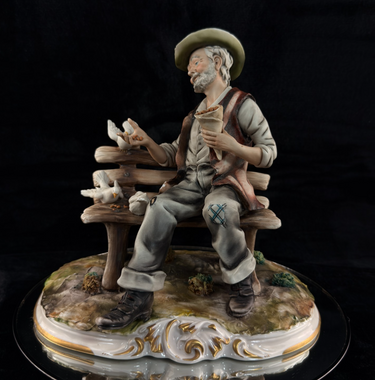 Capodimonte M. Lory Figurine Man With Doves – Signed – 13