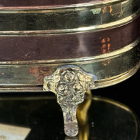 Thumbnail for Vintage Copper & Brass Planter Jardiniere 9.5” Footed Oval Hammered Floral deco7