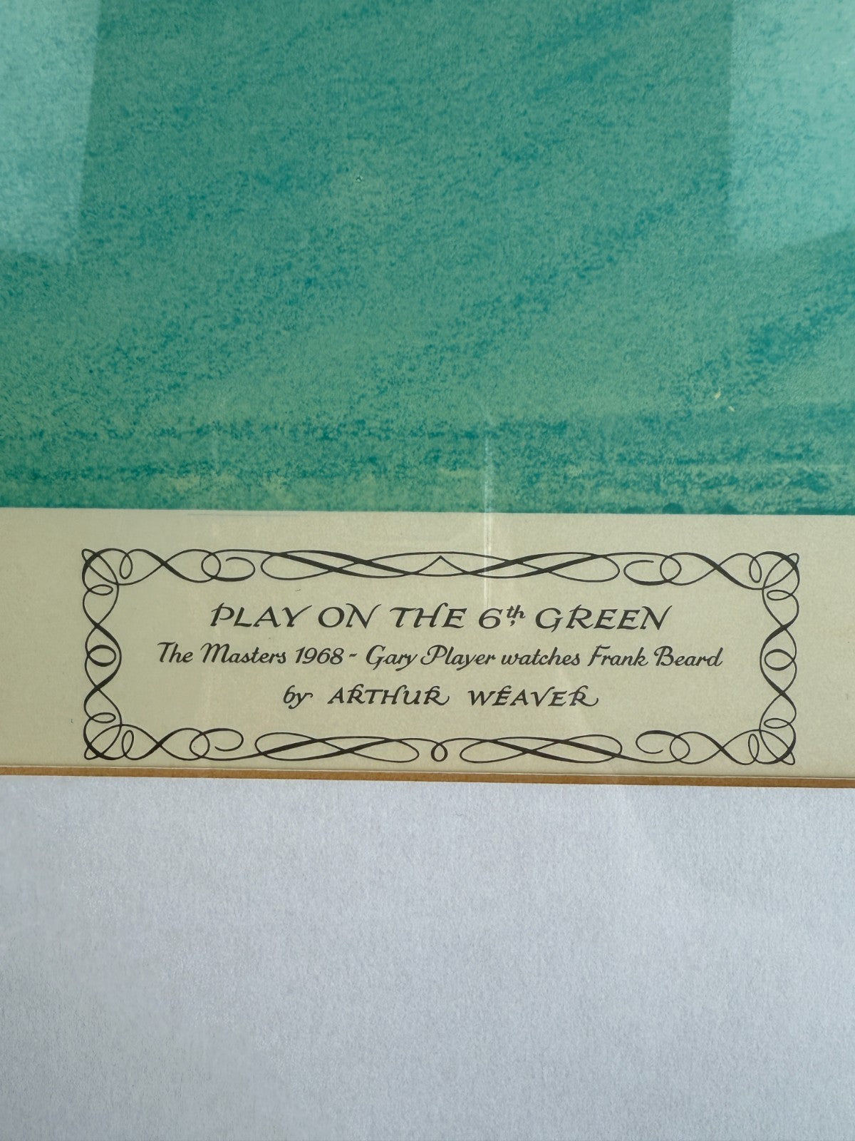 "Play on the 6th Green" Masters The 1968 Golf Print by Arthur Weaver 28" signed5