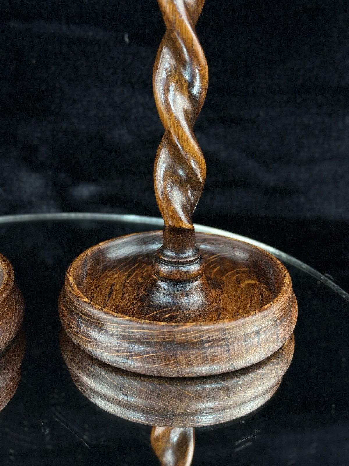 Antique Twist Barley Wood Candlesticks 8” Pair candle Holders English Brass.3
