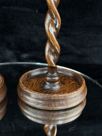Thumbnail for Antique Twist Barley Wood Candlesticks 8” Pair candle Holders English Brass.3