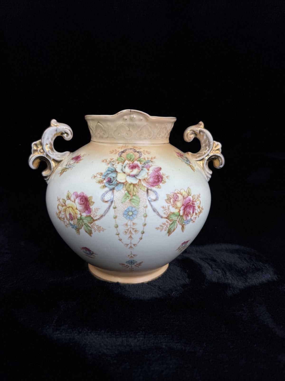 Antique Crown Devon Floral Twin Handled Urn Vase c.1917-1930 English Pottery4