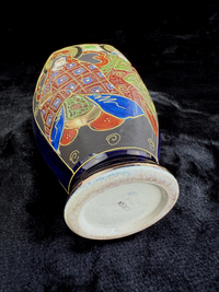 Thumbnail for Oriental Hand-Painted navy blue Vase - 'Foreign' Mark Porcelain Antique Satsuma.12