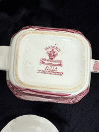 Thumbnail for Mason's Ironstone Vista Dinnerware Tea Set patent Red Transferware England Chips16