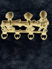 Thumbnail for Vintage Italian Solid Brass Wall Hook Rack â 3 Boys Carrying Log â 8x6â Ha9