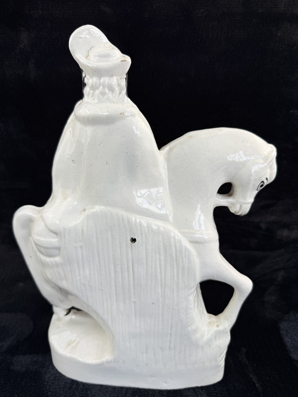 Antique Porcelain Staffordshire Cavalier- Horse Figurine Pair decor see one head8