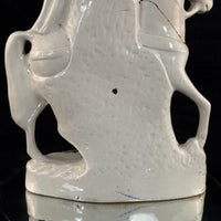 Thumbnail for 1800s Staffordshire Pottery Large Horse Rider Figure Hand Painted Antique seePic18