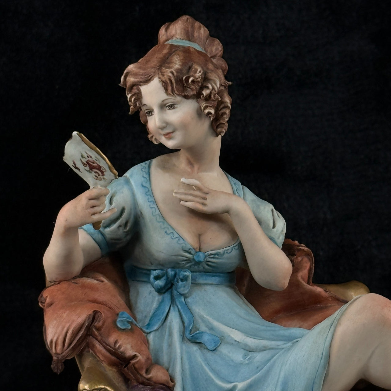 Tyche Bauer Figurine Lady on Couch Painted Hand Porcelain 8" Signed capodimonte18