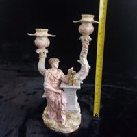 Thumbnail for Porcelain Sitzendorf Candelabra Lady Figurine candle Gold Gilt Antique German16