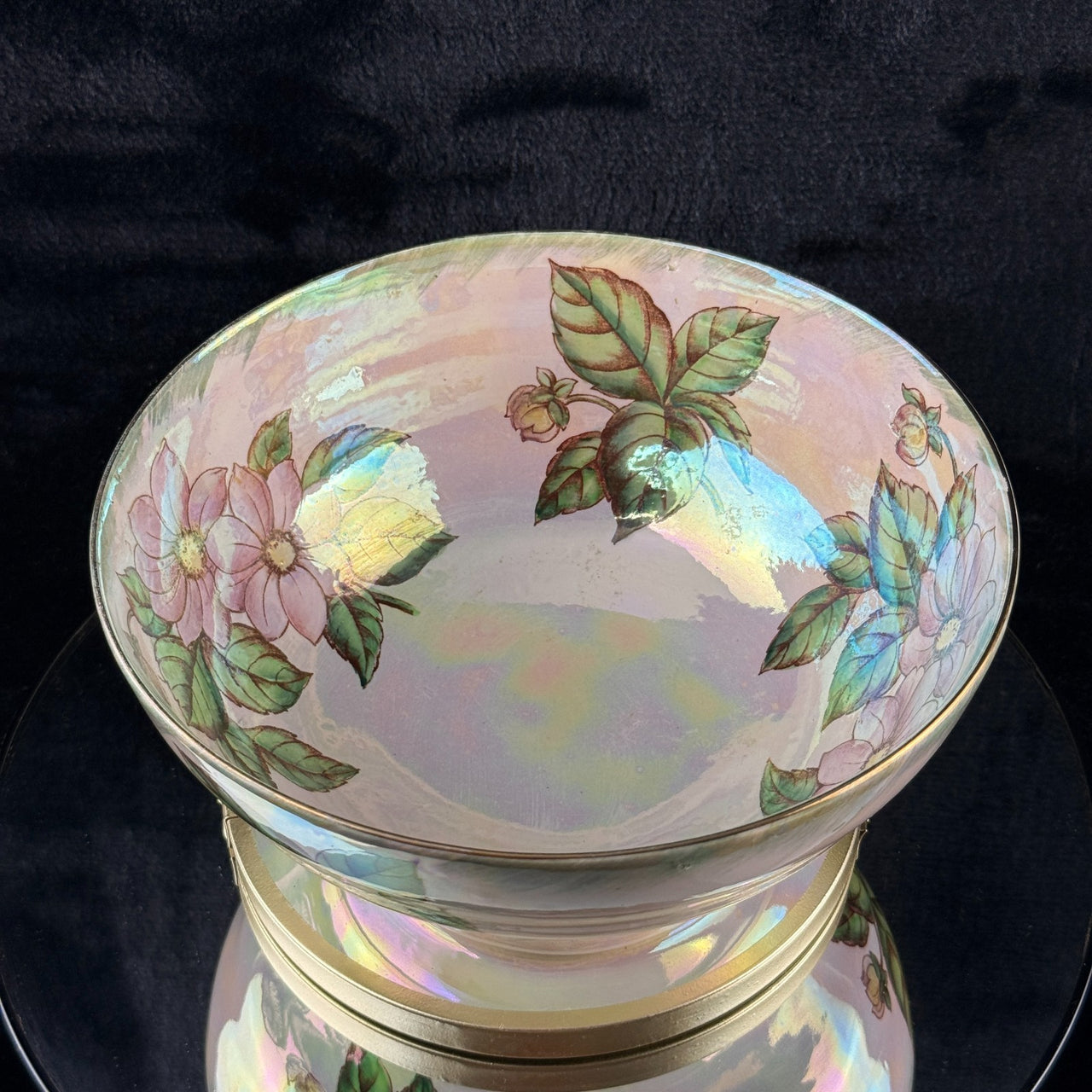 Maling Dahlia Lustre large Bowl Pink Floral England 20cm HandPainted gift9