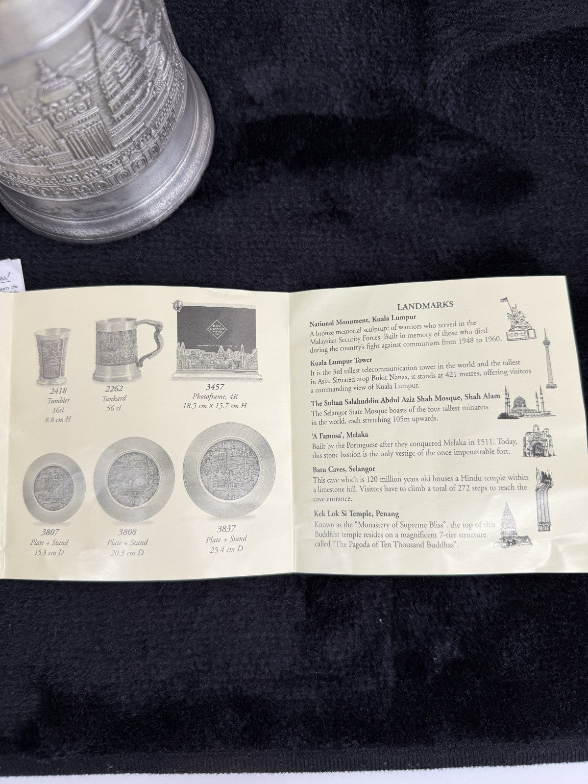 Royal Malaysian Selangor Landmarks Pewter Tankard / Mug with certificate Repro5