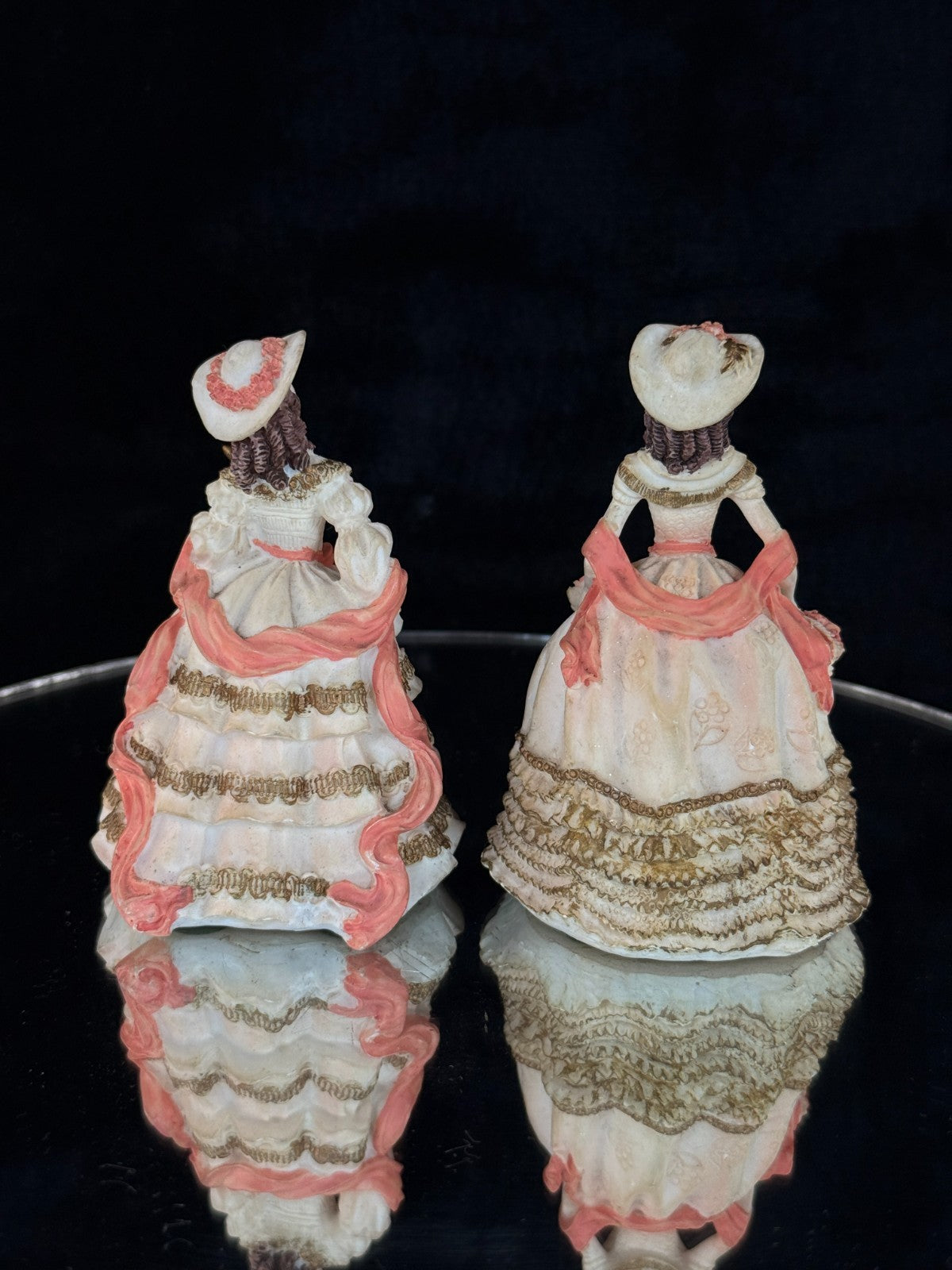 Vintage Sudehl Figurine Set of 3 Victorian Lady & Daughters Hand Painted Statues4
