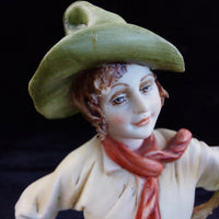 Thumbnail for Capodimonte Tyche Toscany Boy Figurine Bird Damage 8.5 in Painted Hand Porce3