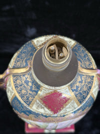 Thumbnail for Antique 19th Century Royal Vienna Urn Lamp Romantic Scene Gold Accents Large16