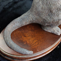 Thumbnail for Large Standing Otter Wildlife Figurine 12in Handcrafted Base Wood Heavy 1615g8