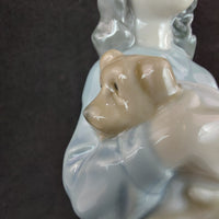 Thumbnail for NAO Handmade Beautiful Porcelain Young ladyl with Puppy Figurine - 8.9