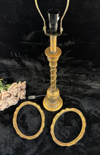 Thumbnail for Vintage VictorianStyle Carved Wood Table Lamp and Frames Set3