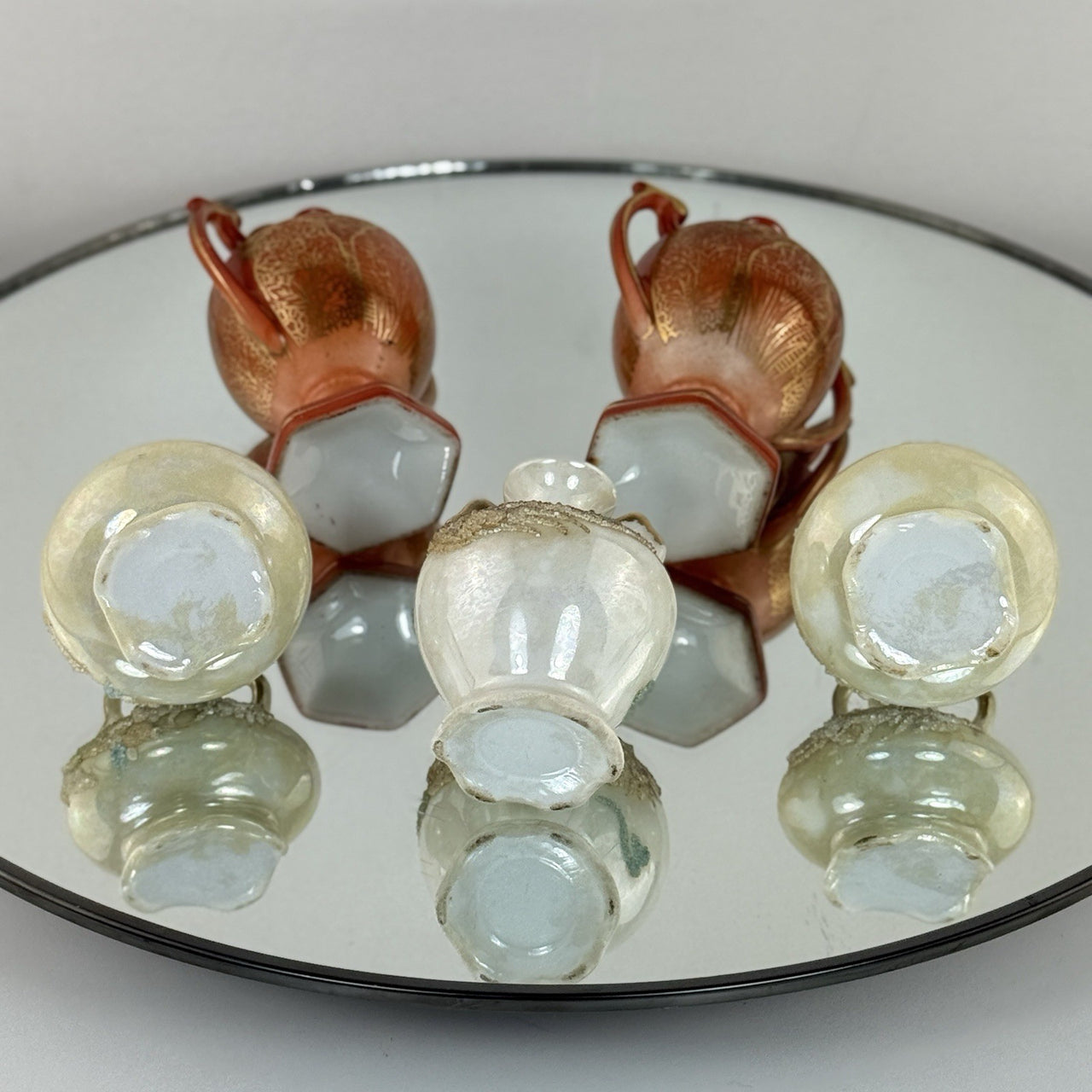 Miniature Japan Lusterware Vases Porcelain Ornaments Set Of 5 easter decor Style13